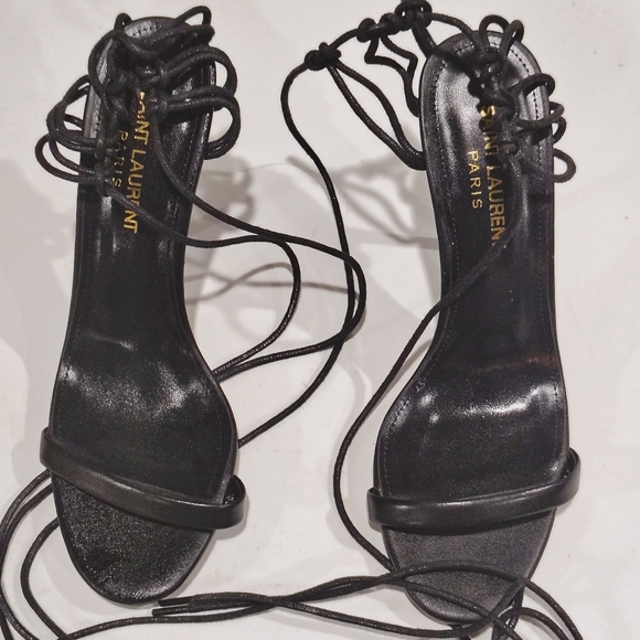 Saint Laurent Leather Lexi Lace-Up Sandals With Stiletto Heels Size 39 - Picture 12 of 14